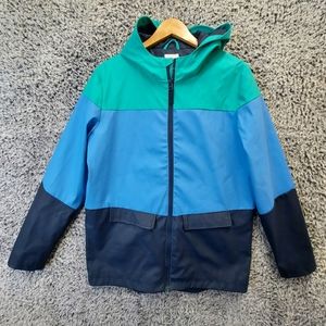 Cat & Jack Kids Winter Rain Jacket Extra Large Multicolor Green Hooded Plastic